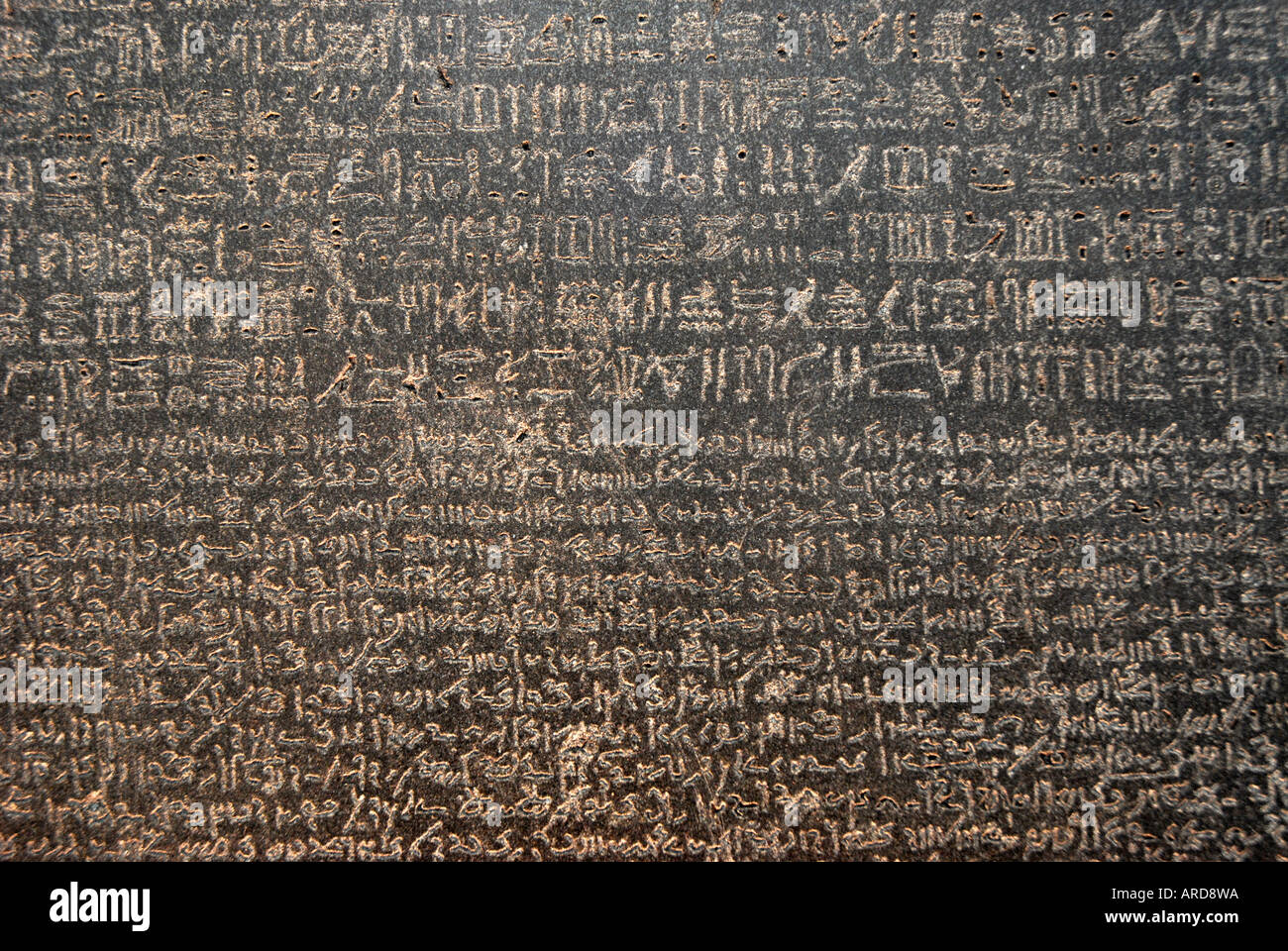 Detail of the Rosetta Stone in the British Museum Bloomsbury London ...