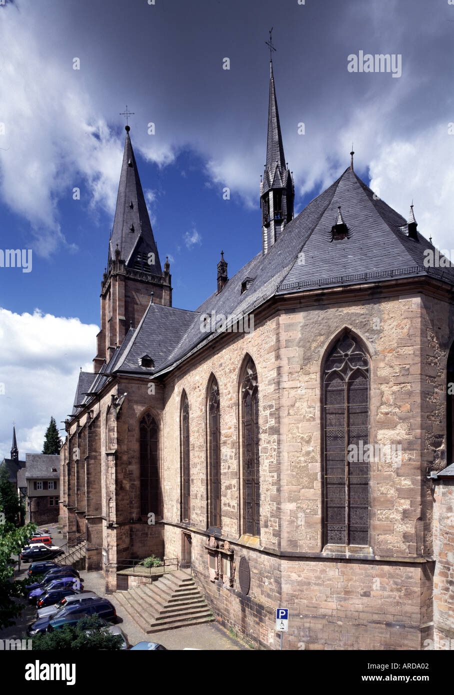 Marburg, Pfarrkirche St. Marien, Blick von Südosten Stock Photo - Alamy