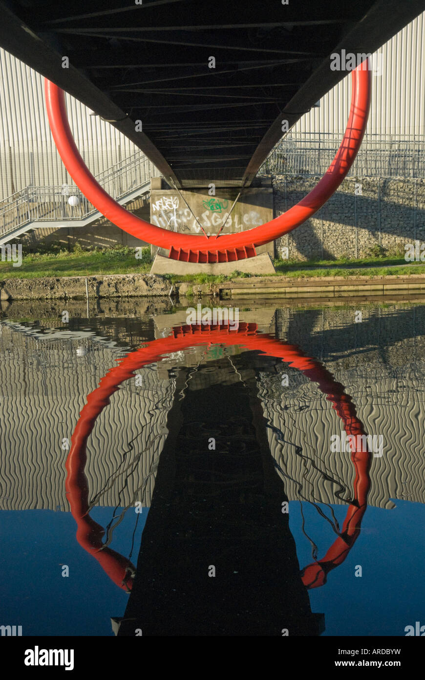 Footbridge across the Hertford Union Canal linking Hackney Wick to
