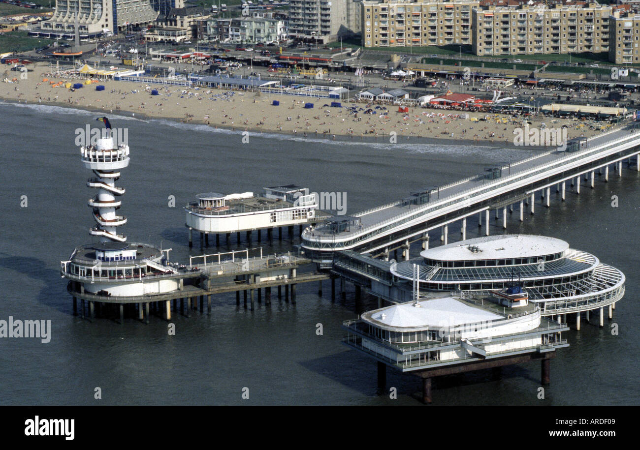 Scheveningen, Strand mit Pier, (Luftbild) Stock Photo