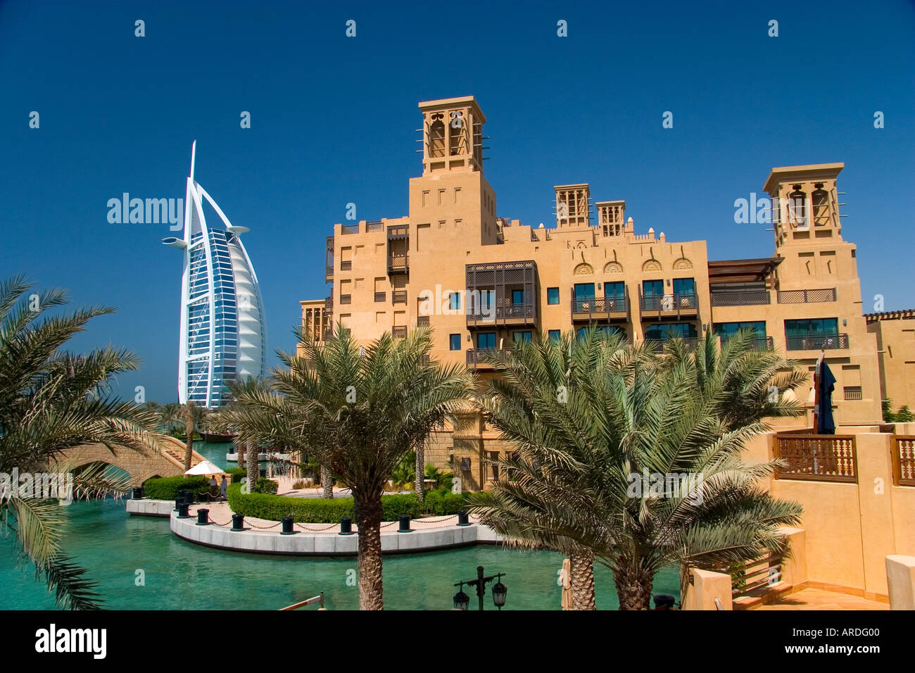 Burj Al Arab Hotel And The Souk Madinat Jumeirah Dubai Stock Photo Alamy