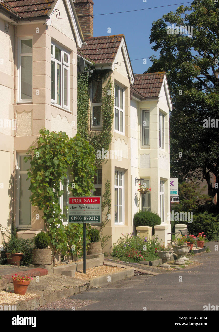 Residential Property with For Sale Sign Steyning West Sussex England Stock Photo