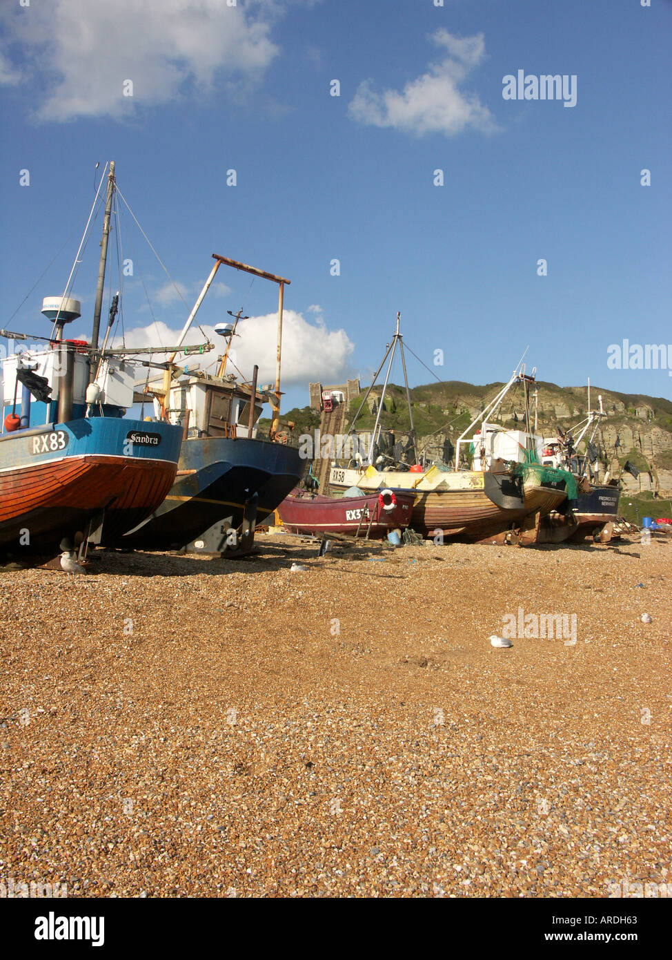 The Fishermens Beach, Old Town, Hastings, East Sussex, England Stock Photo
