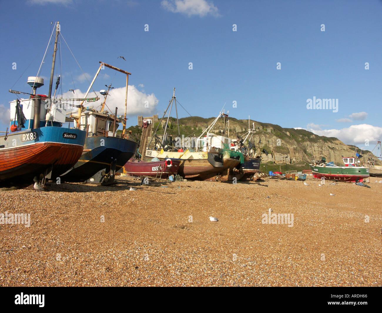 The Fishermens Beach, Old Town, Hastings, East Sussex, England Stock Photo