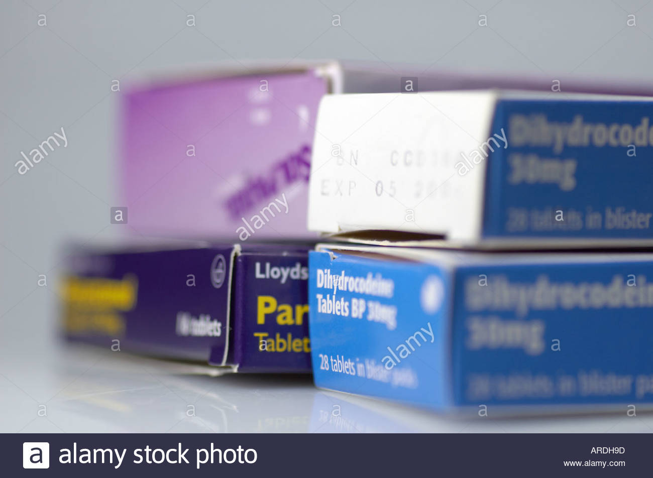 Packets of various drugs and medicines Stock Photo