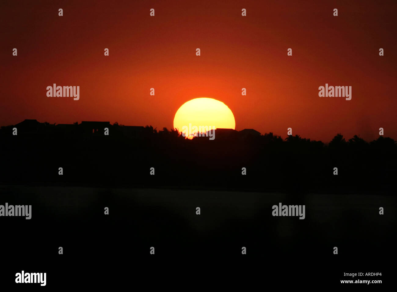 Red Hot Sunset Stock Photo