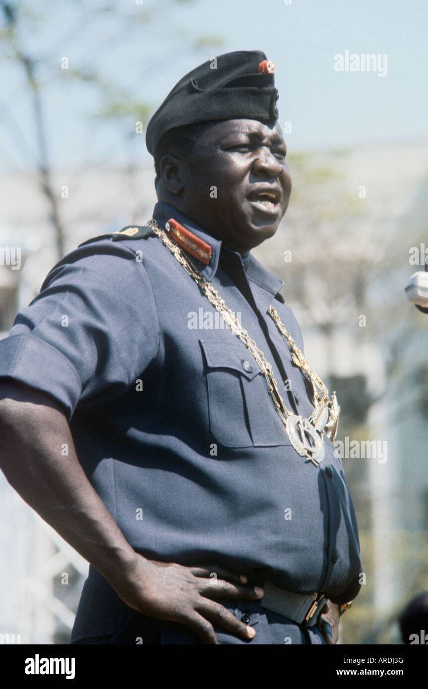 Uganda's president General Idi Amin Dada displays a forceful personality even in casual Air Force uniform Stock Photo