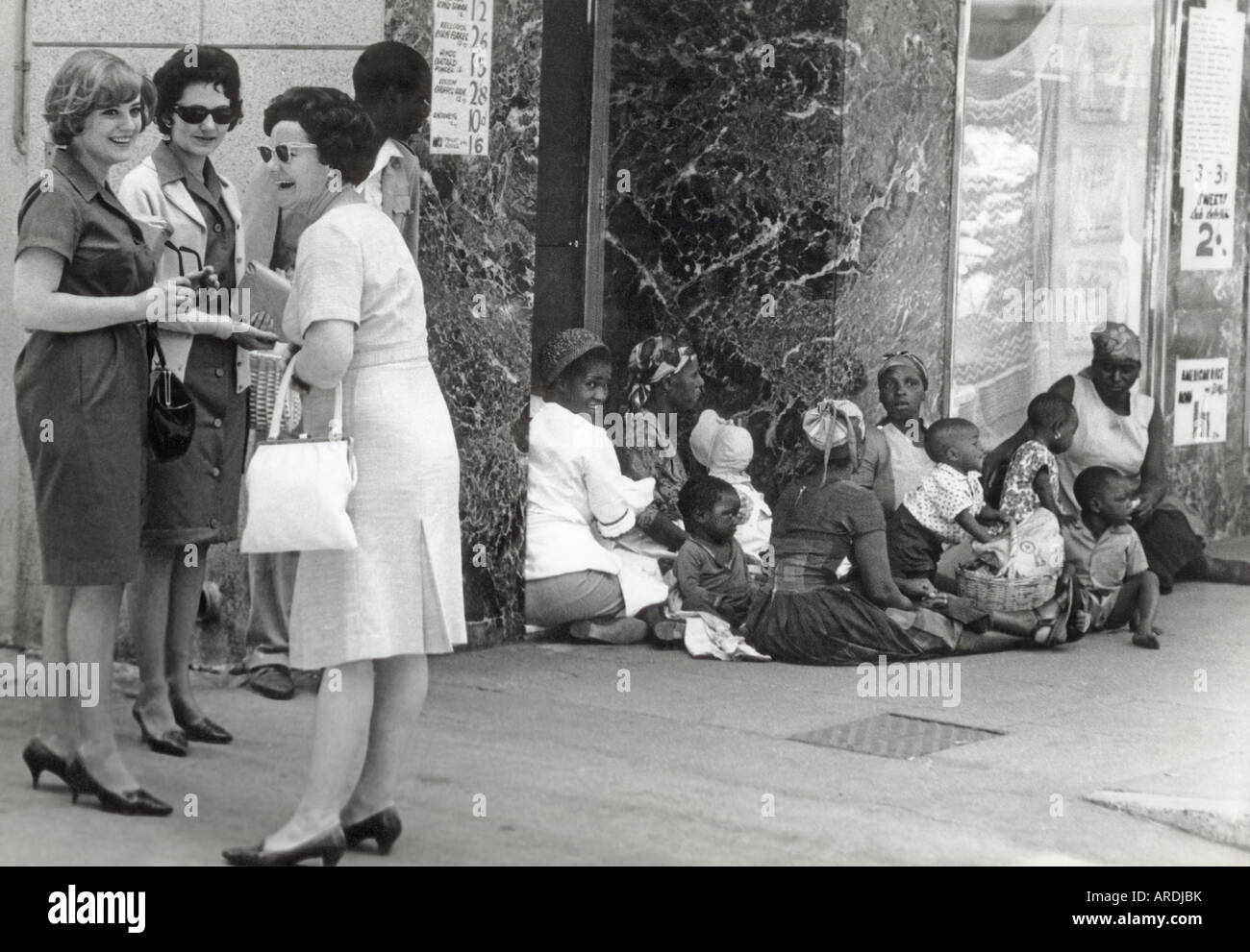 Shoppers in Salisbury Rhodesia, later Harare Zimbabwe, when white minority rule prevailed Stock Photo