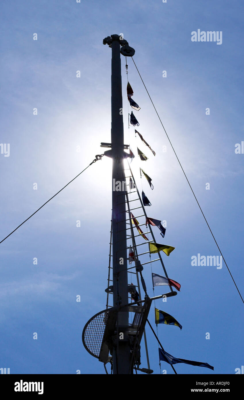 Silhouette of mast and flags Stock Photo - Alamy