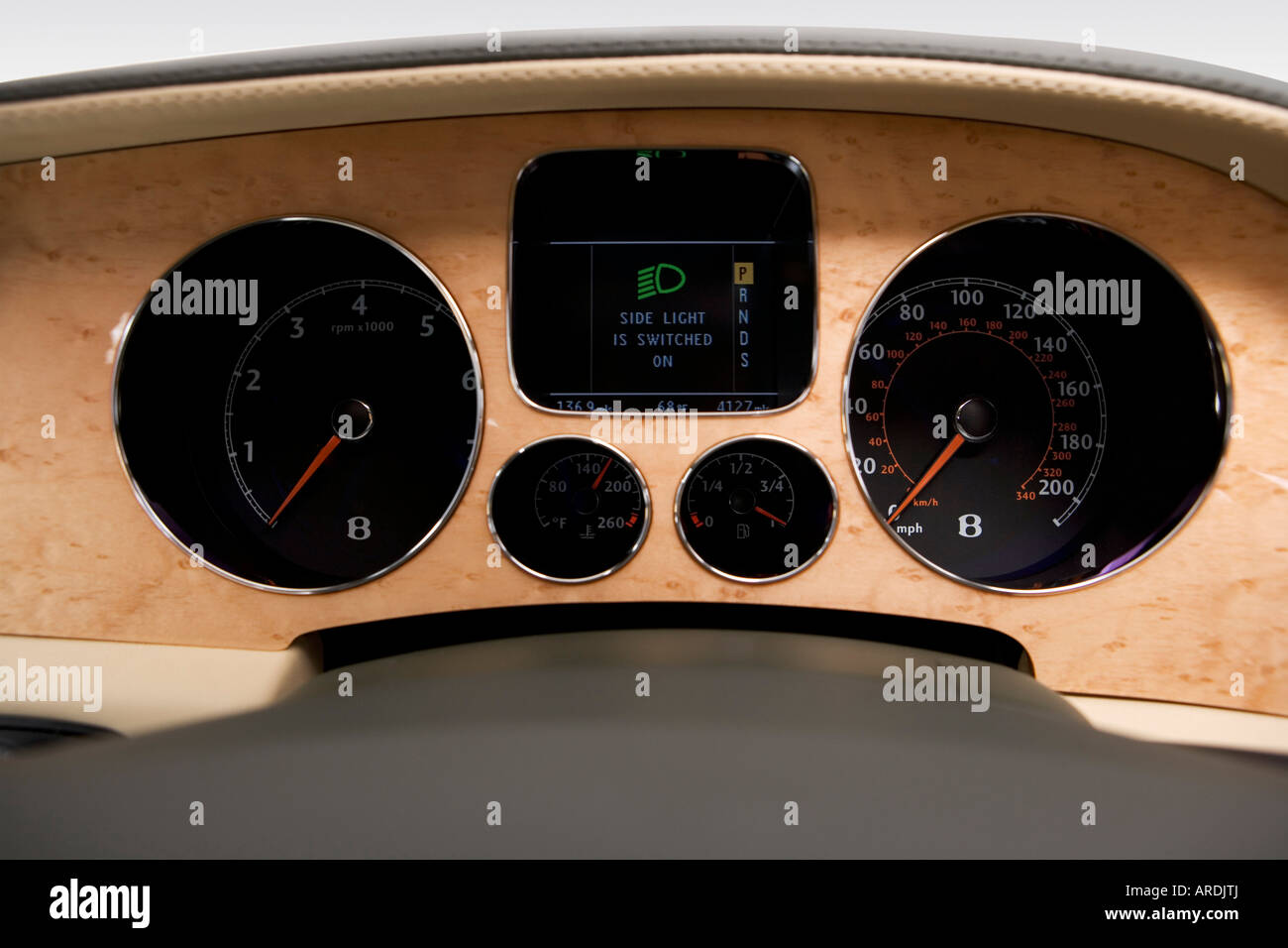 2006 Bentley Continental GT in White - Speedometer/tachometer Stock Photo