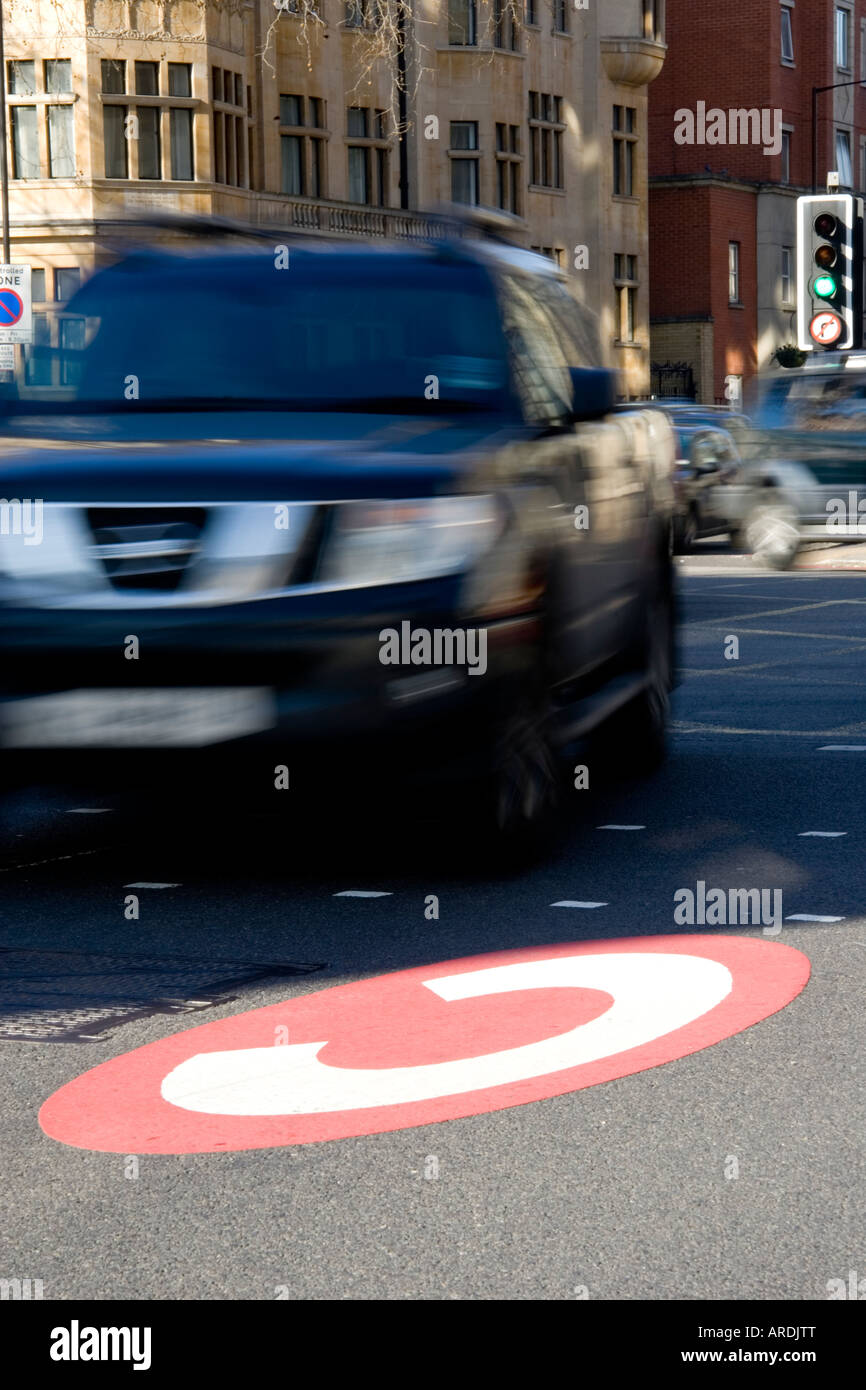 Car entering the congestion charge zone, London Stock Photo Alamy