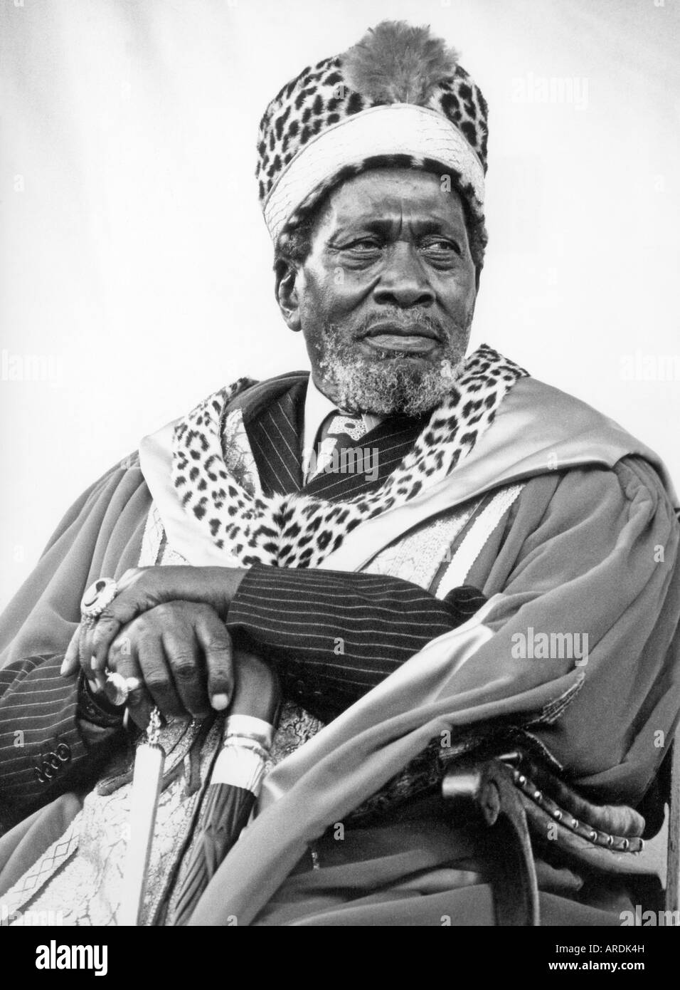 Jomo Kenyatta, independent Kenya's first president after 1963, in the robes of University Chancellor Stock Photo