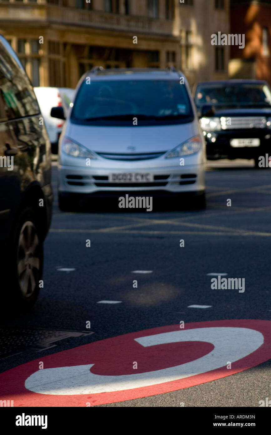 Car entering the congestion charge zone, London Stock Photo Alamy