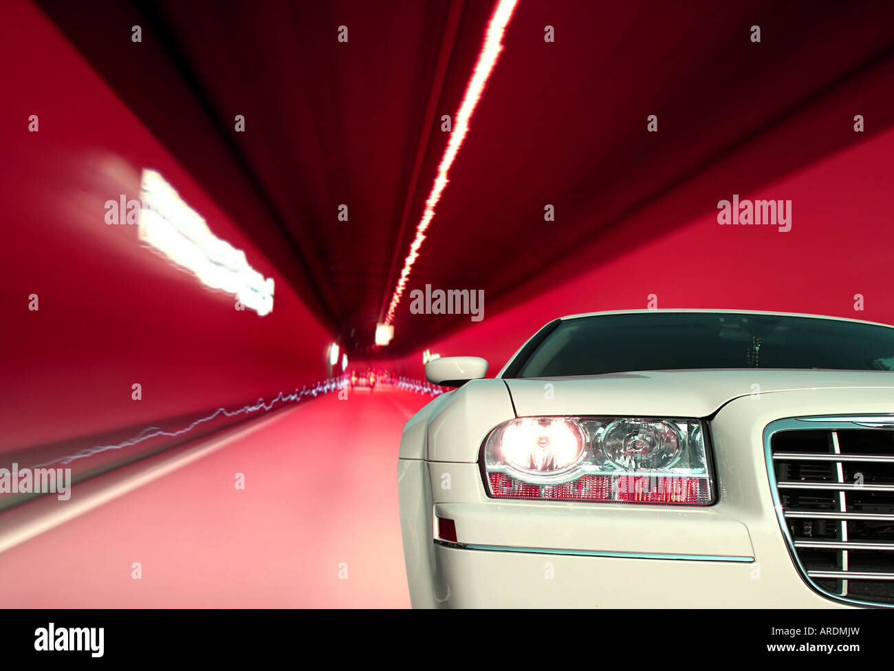 Close-up image of a luxury car in a tunnel Stock Photo