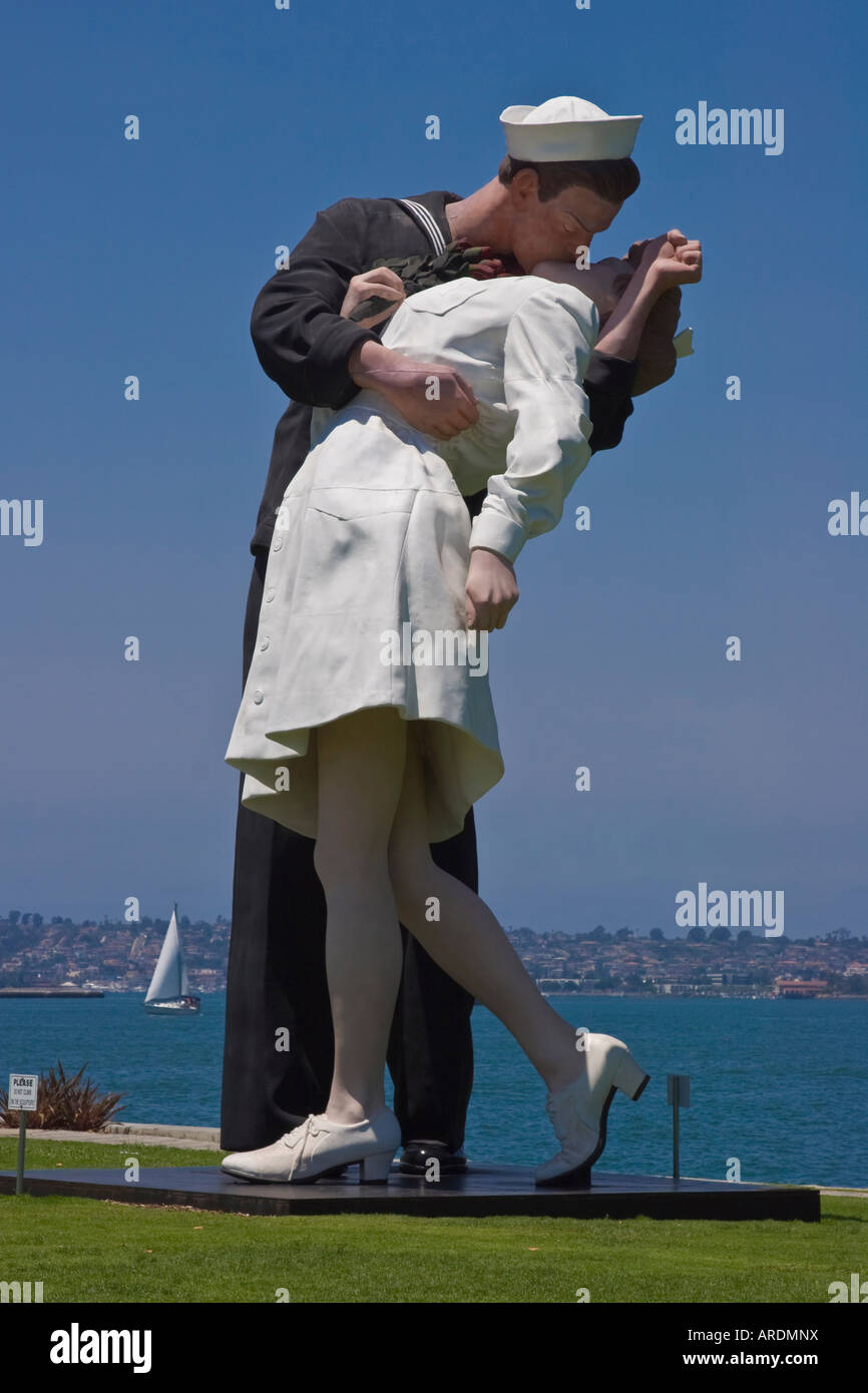 Unconditional Surrender, the Sailor Kissing Nurse Statue, San Diego CA. Stock Photo