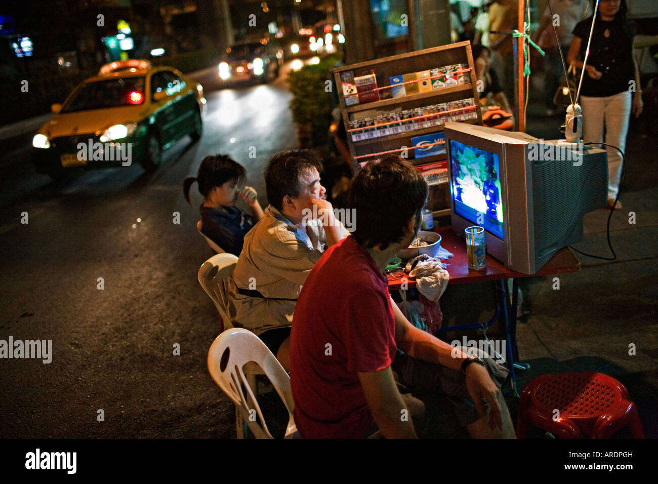 People Watching TV on the Street at Bangkok Thailand Stock Photo Alamy