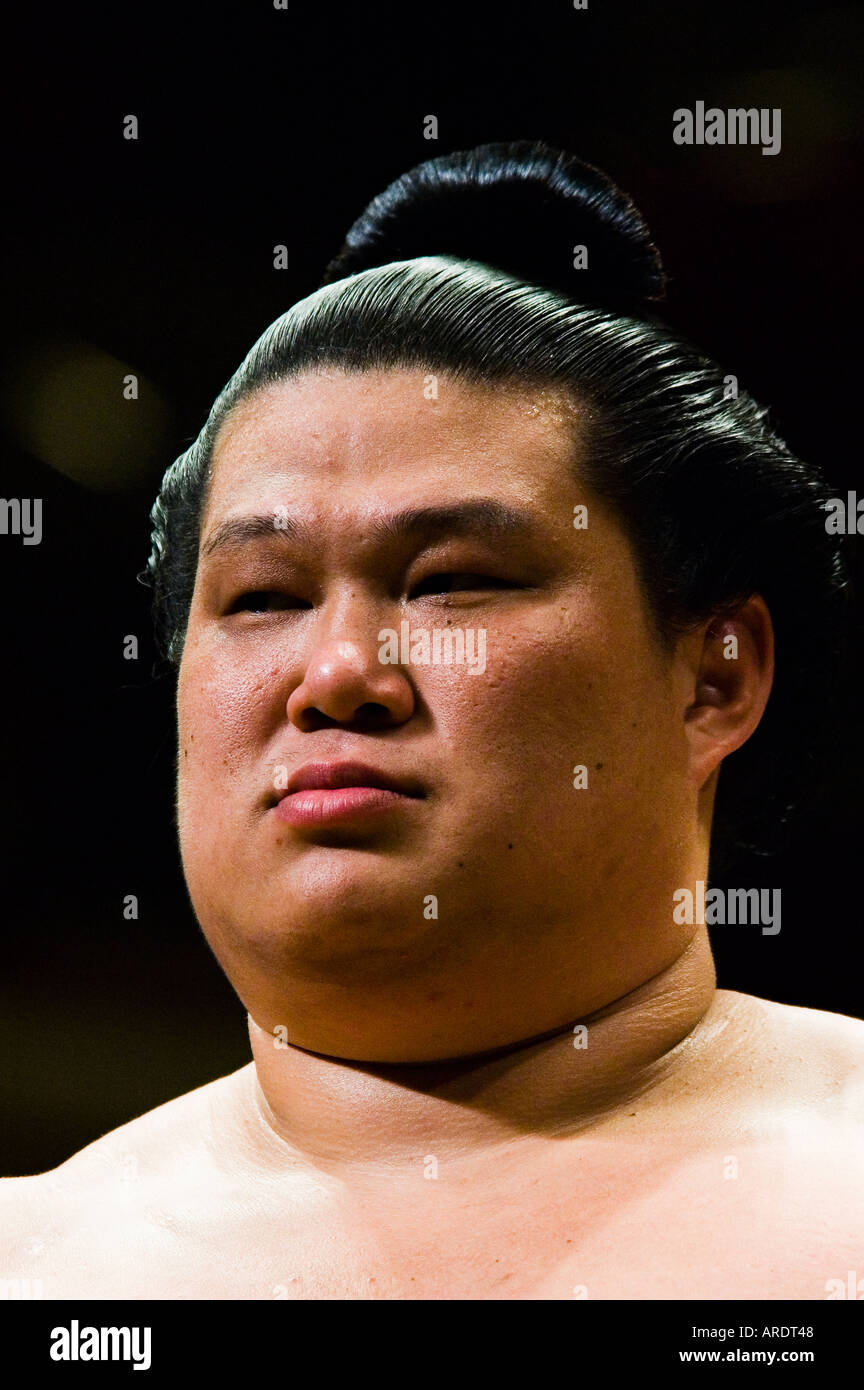 A sumo wrestler prepares for his bout at the Ryogoku stadium in Tokyo