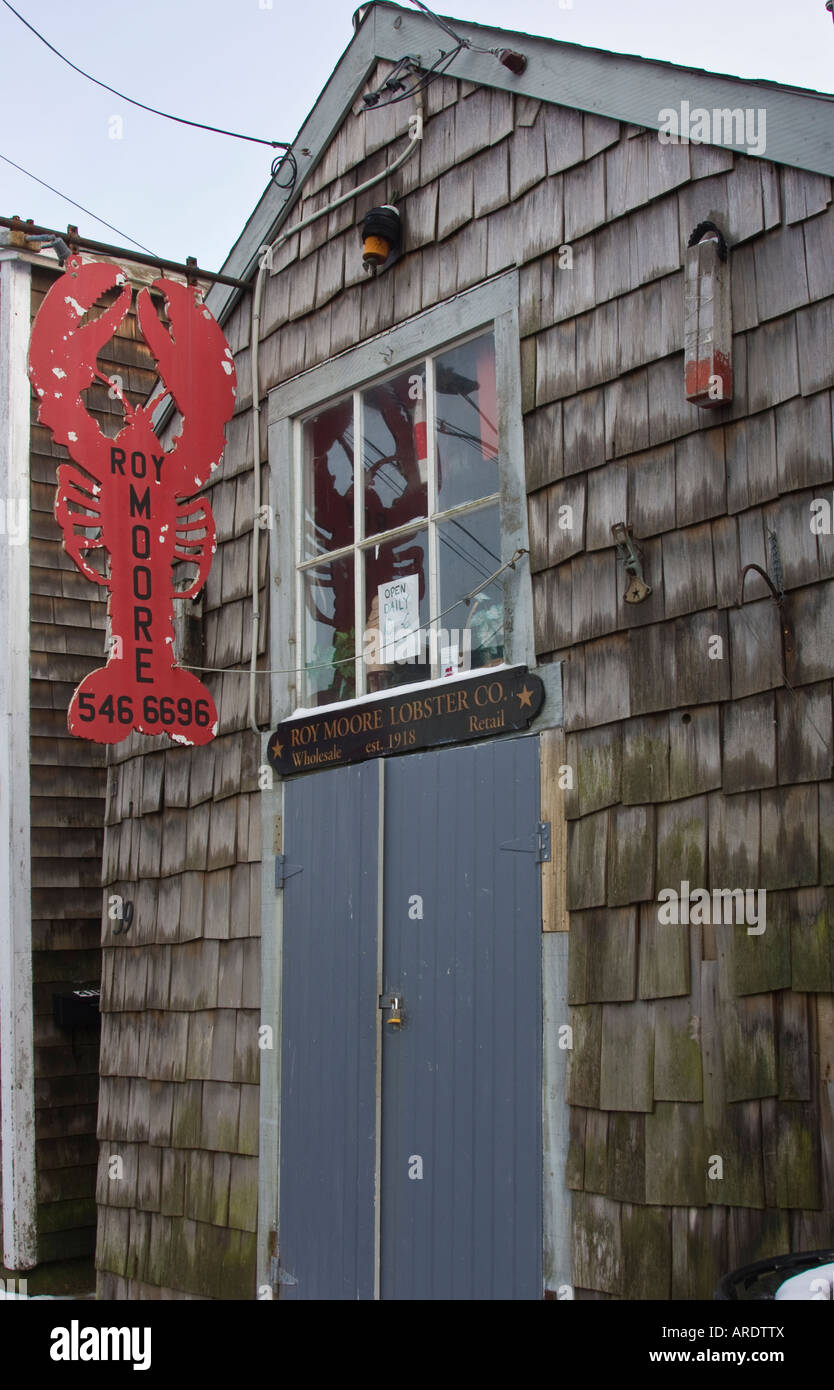 Lobster sign on the artist colony and tourist shopping area of Bearskin Neck, Rockport Massachusetts Stock Photo