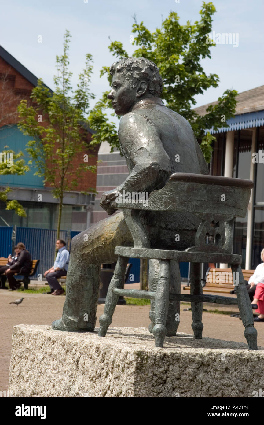 Statue of Poet Dylan Thomas at Swansea Marina Stock Photo
