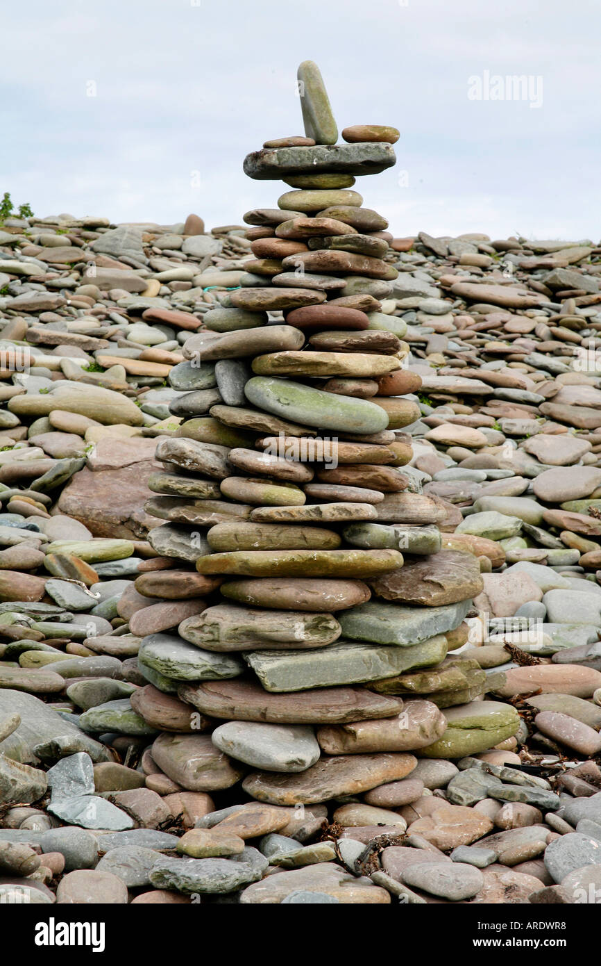 Stone sculptures on beach at Mousa, Shetland Isles, Scotland Stock Photo