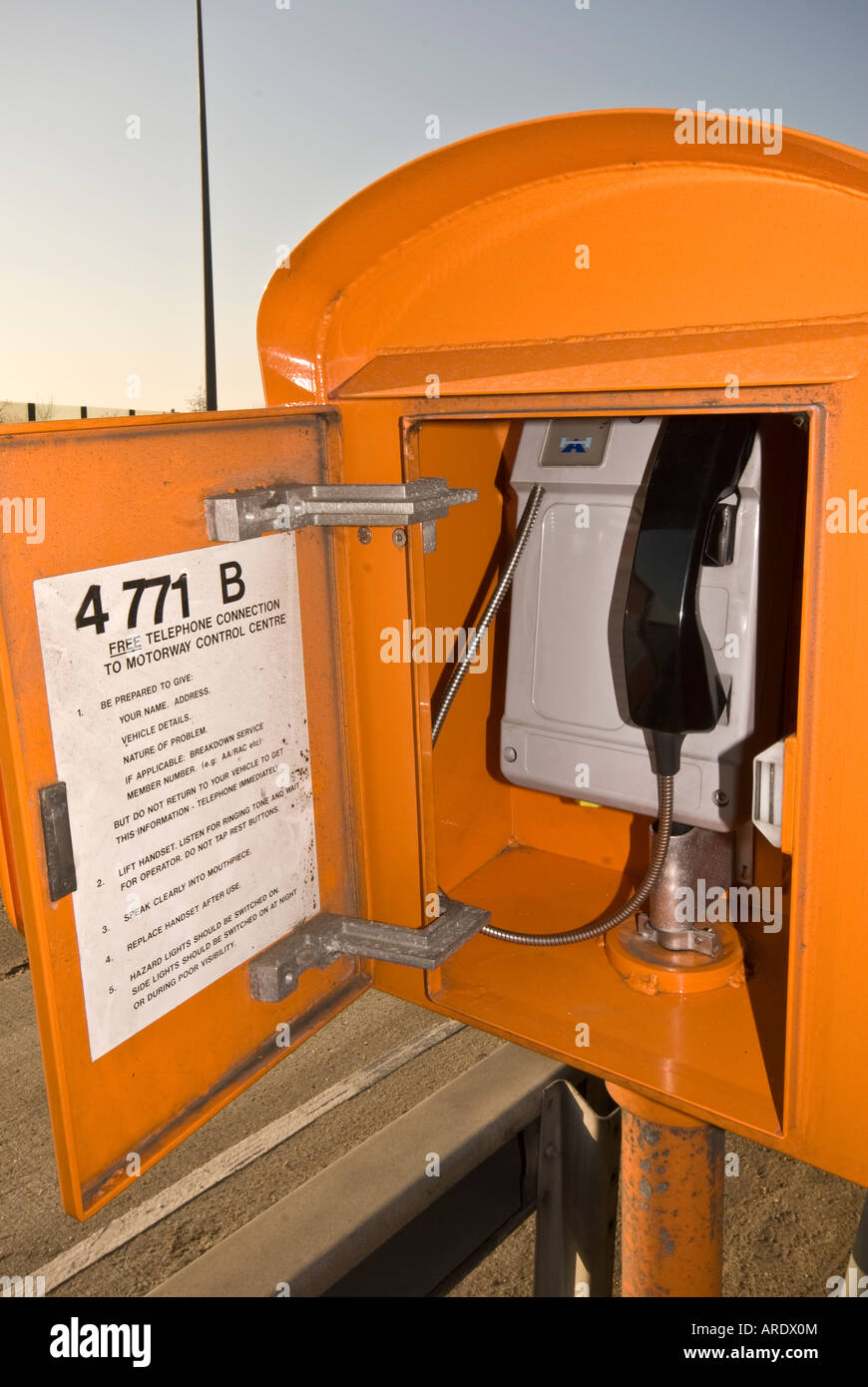 Orange SOS Motorway Phone Help Rescue Stock Photo Alamy