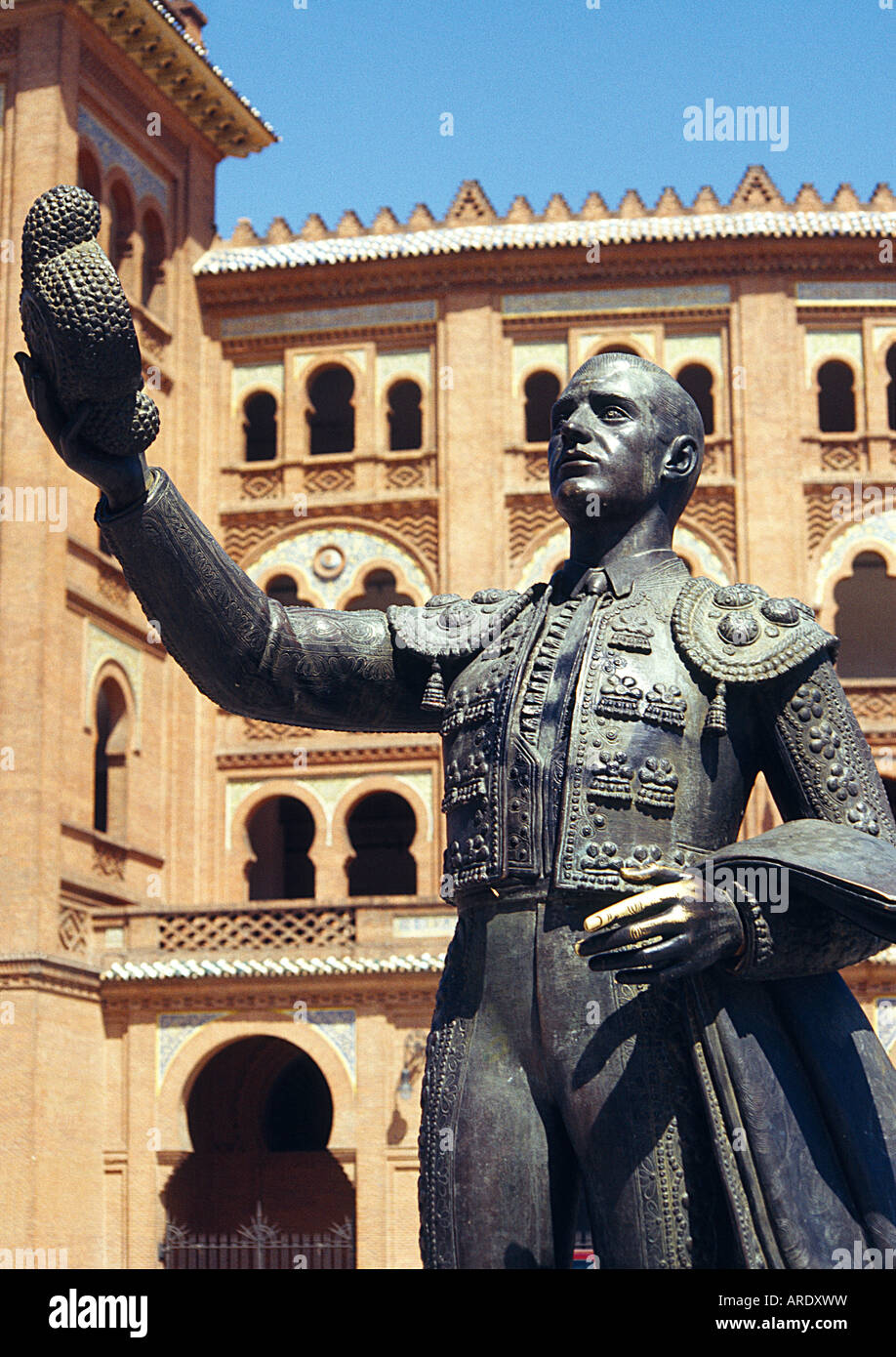 Sculpture of bullfighter by the Plaza de Toros de Las Ventas. Madrid. Spain. Stock Photo