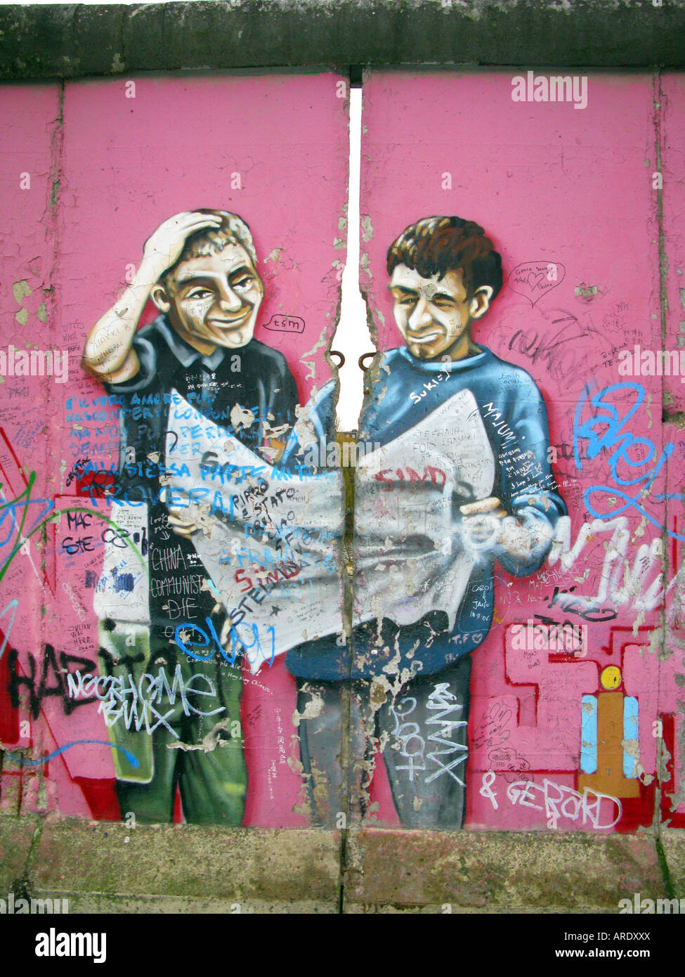 Gap in remaining part of Berlin Wall, East Berlin on river Spree. Stock Photo