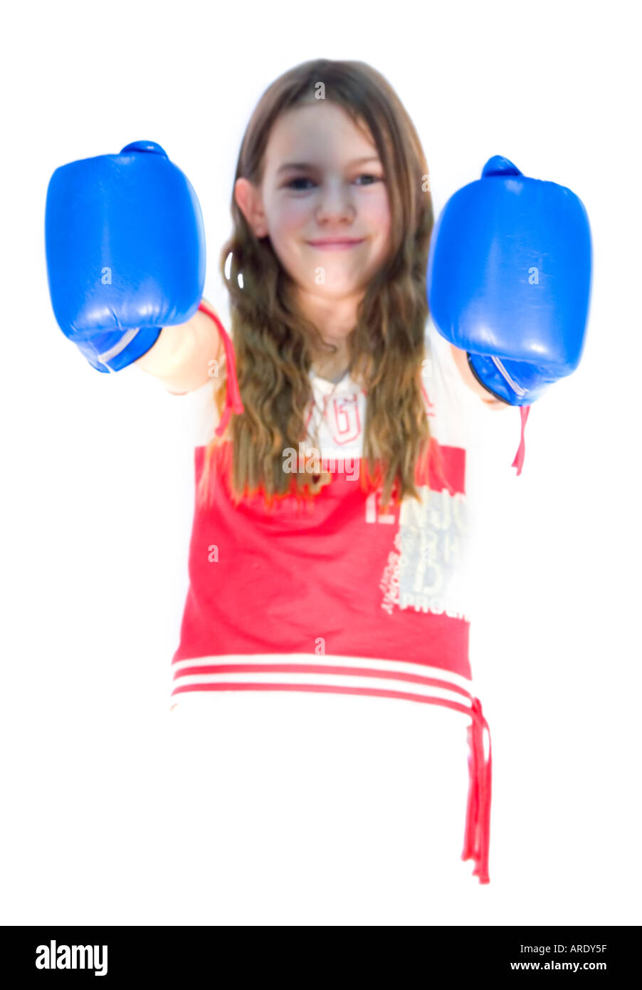 child with gloves from box Stock Photo Alamy