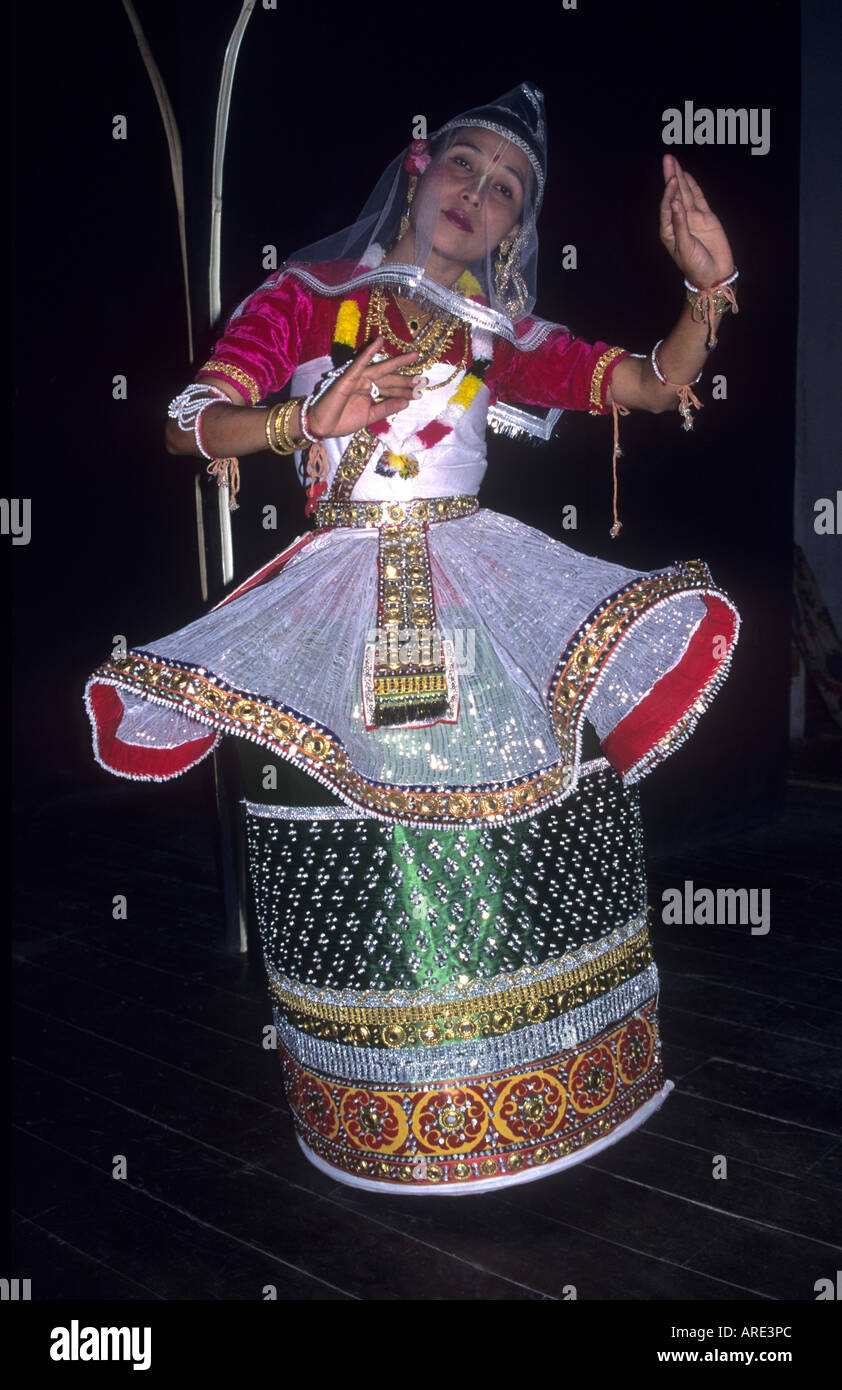 elaborate costume for Lai Haroba,the  Traditional classical dance of Manipur, North East India Stock Photo