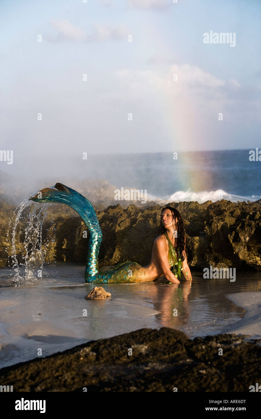 Mermaid and ironshore in Cozumel Mexico Stock Photo