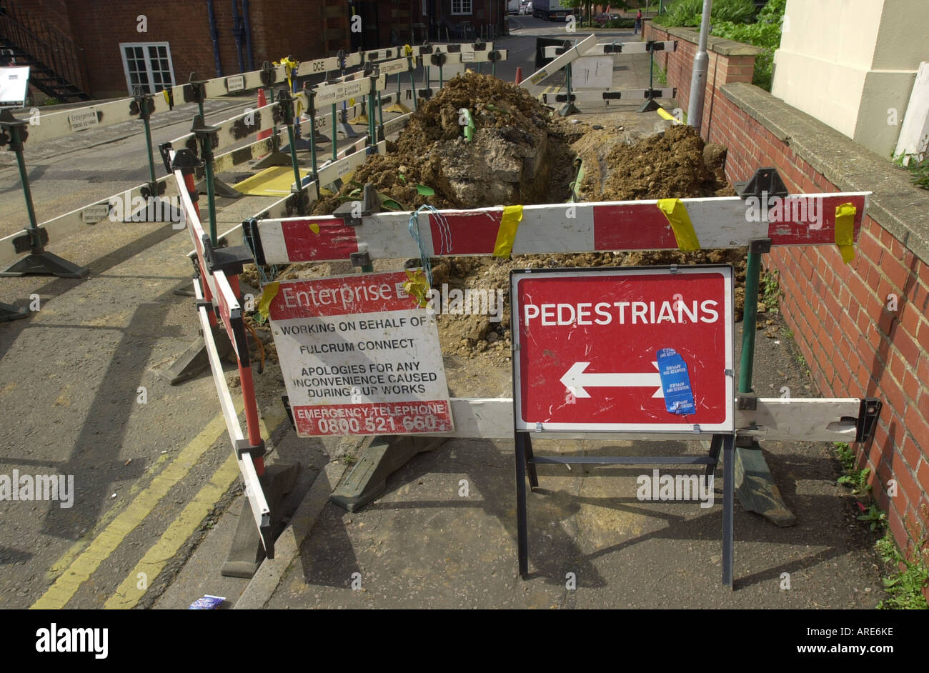 Road works block a path UK Stock Photo - Alamy