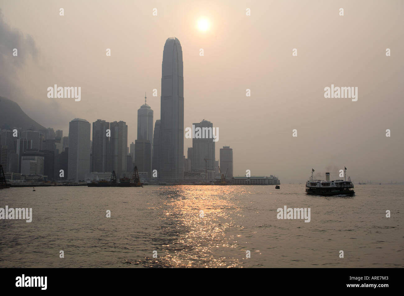 Sunset over Hong Kong's skyline , Hong Kong China Stock Photo - Alamy