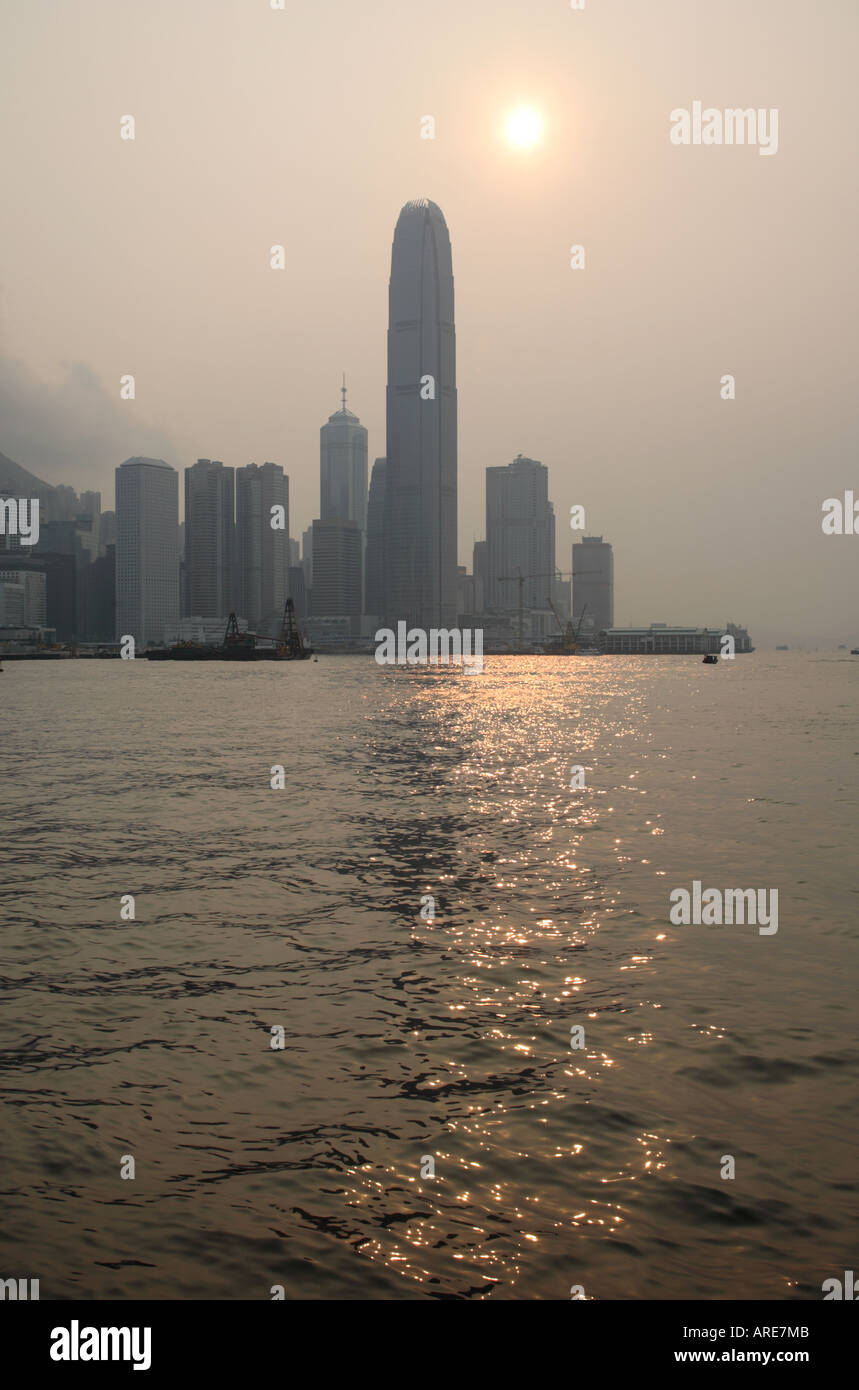 Sunset over Hong Kong's skyline , Hong Kong China Stock Photo - Alamy