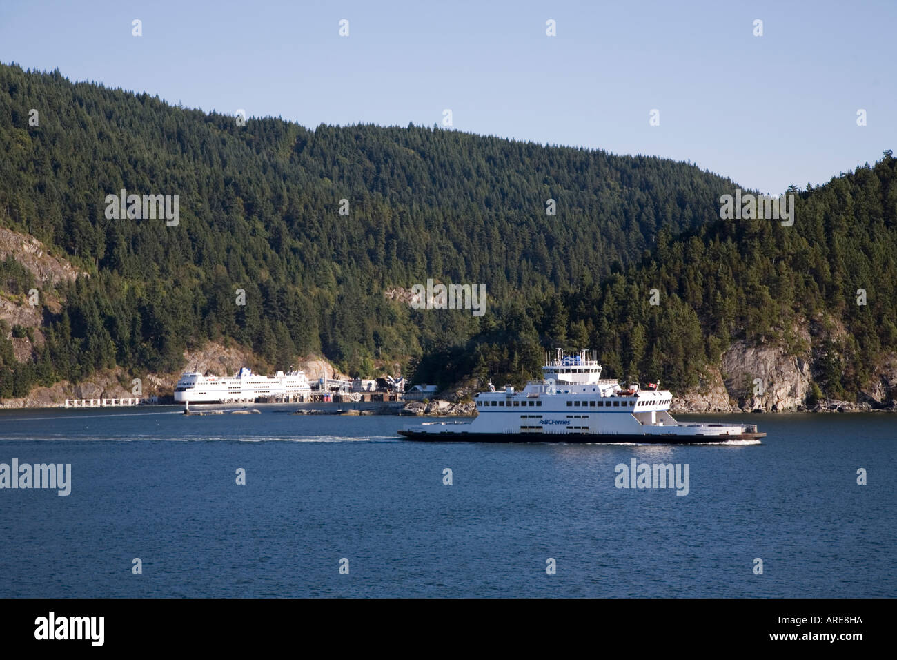 BC ferries at Horseshoe Bay terminal leaving for Nanaimo Vancouver mainland Canada Stock Photo