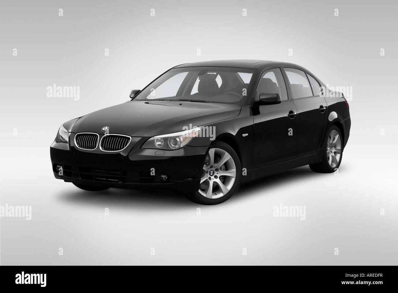 2006 BMW 5-series 550i in Black - Front angle view Stock Photo