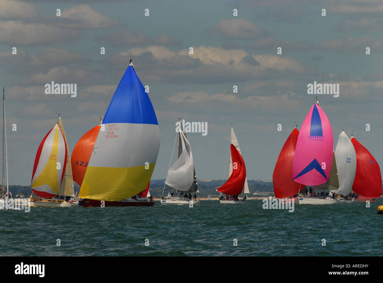 Cowes Week in The Solent off the Isle of Wight Hampshire Stock Photo