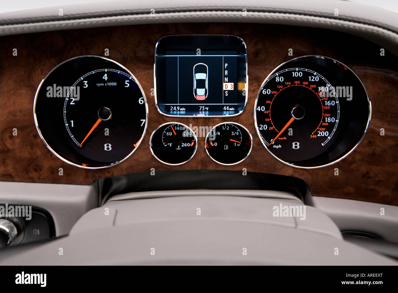 2006 Bentley Continental Flying Spur in Gray - Speedometer/tachometer Stock Photo