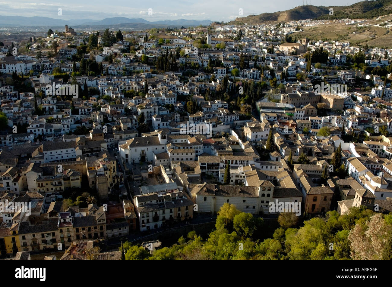 Spain Andalusia Granada Albayzin Old Islamic Quarter From The Alhambra Palace Stock Photo