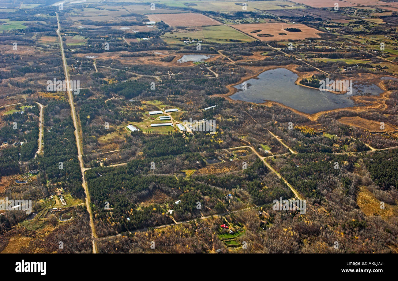 Aerial view of rural central Alberta Near Edmonton Alberta Canada Stock