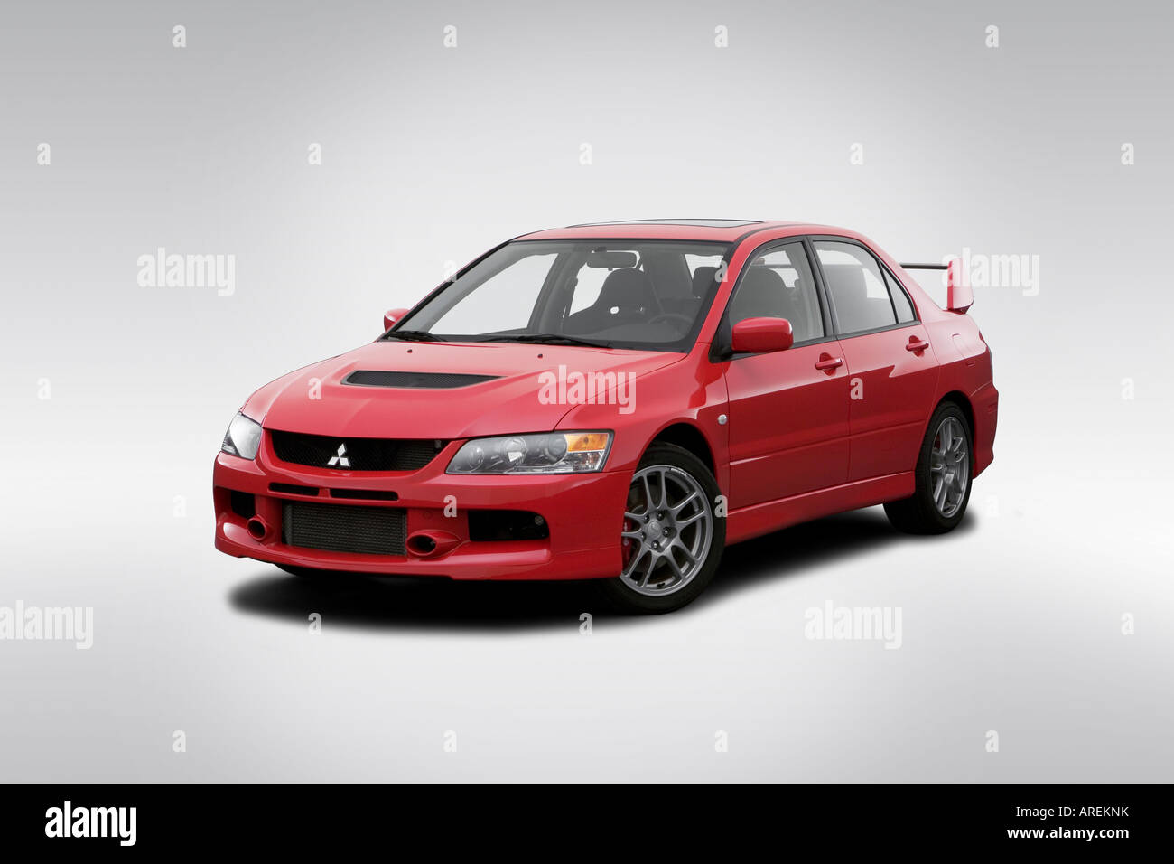 06 Mitsubishi Lancer Evolution Ix In Red Front Angle View Stock Photo Alamy