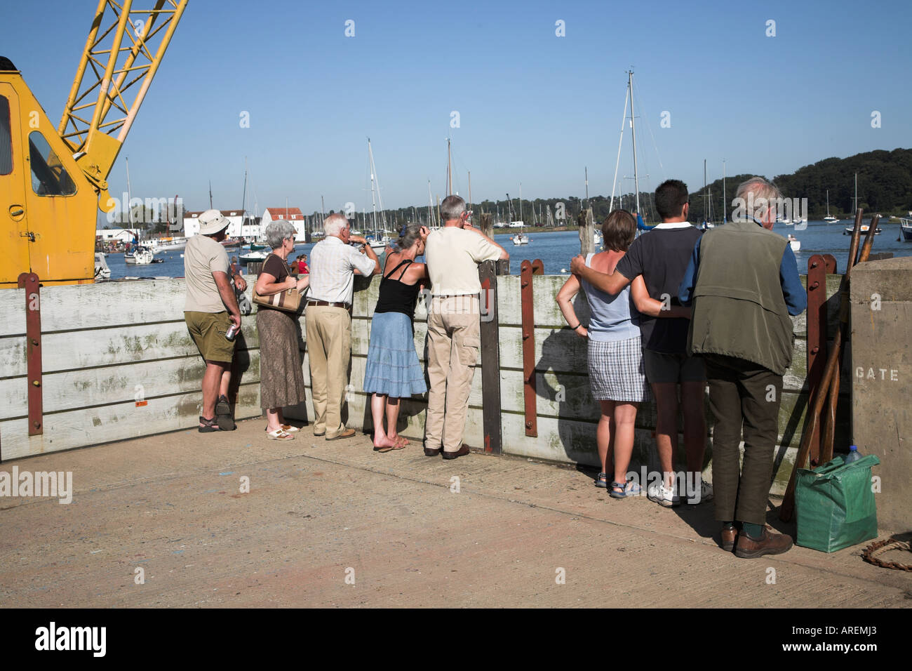 People looking out over the river River Deben Woodbridge maritime week