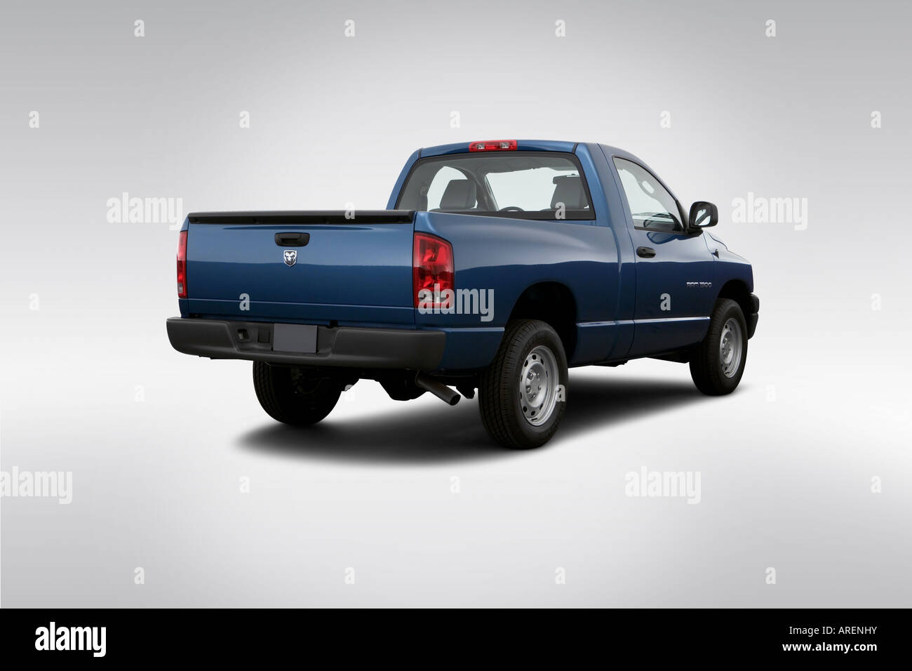 Dodge Ram 1500 ST in Blue - Rear angle view Stock Photo