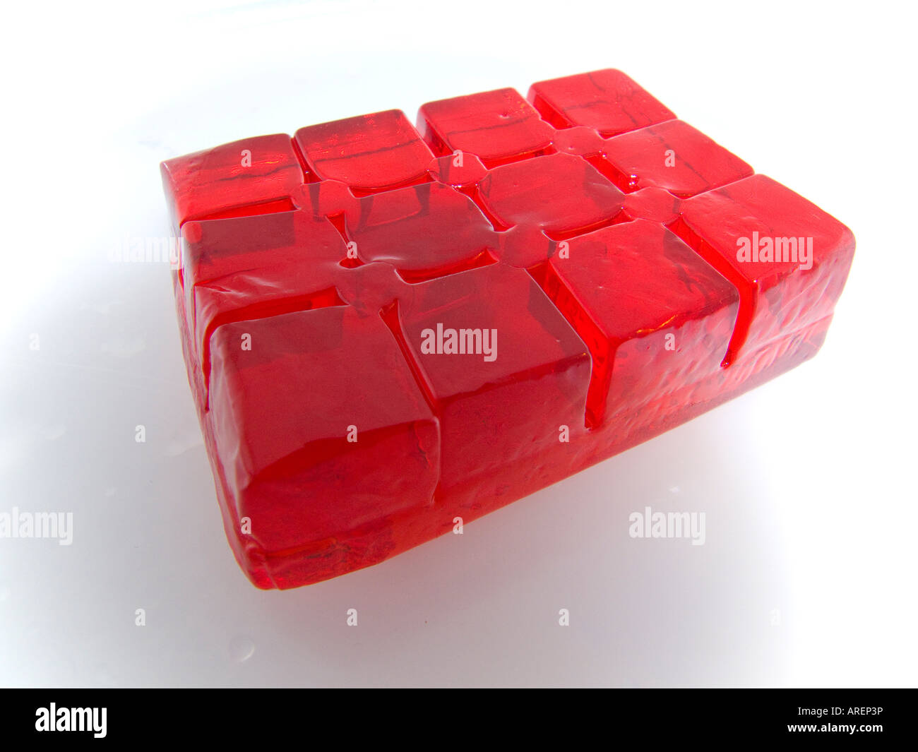 A block of red jelly Stock Photo