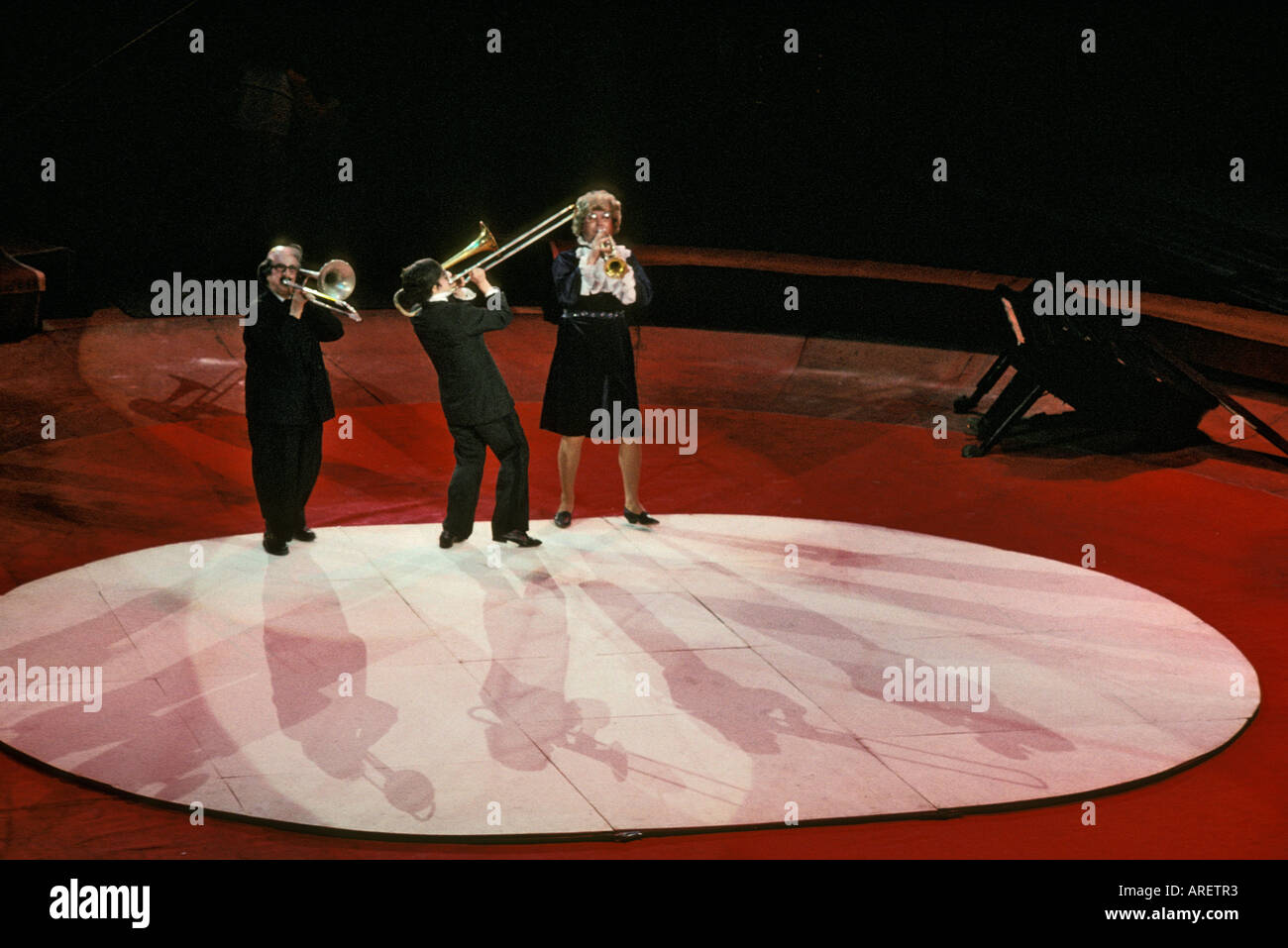 circus three clown musicians Stock Photo Alamy