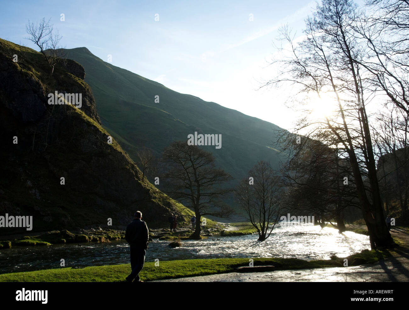 Dovedale and Thorpe Cloud Peak District Derbyshire EDITORIAL USE ONLY Stock Photo