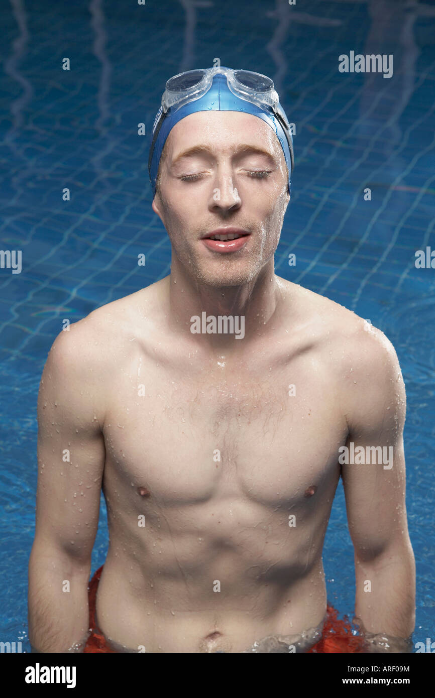 Portrait of a man in a swimming pool Stock Photo