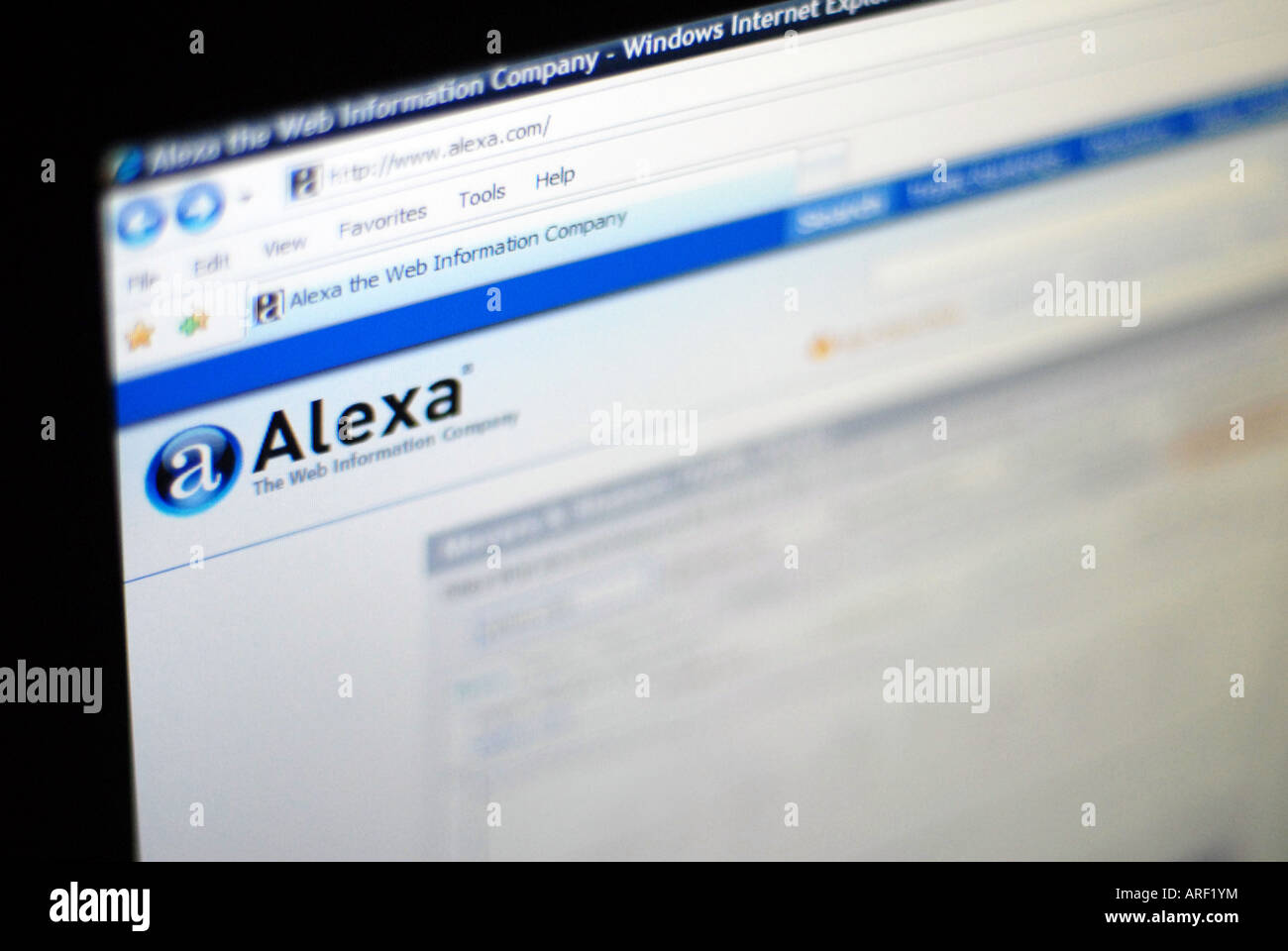 The Alexa.com web statistics site, ranks all websites worldwide on hits  Stock Photo - Alamy