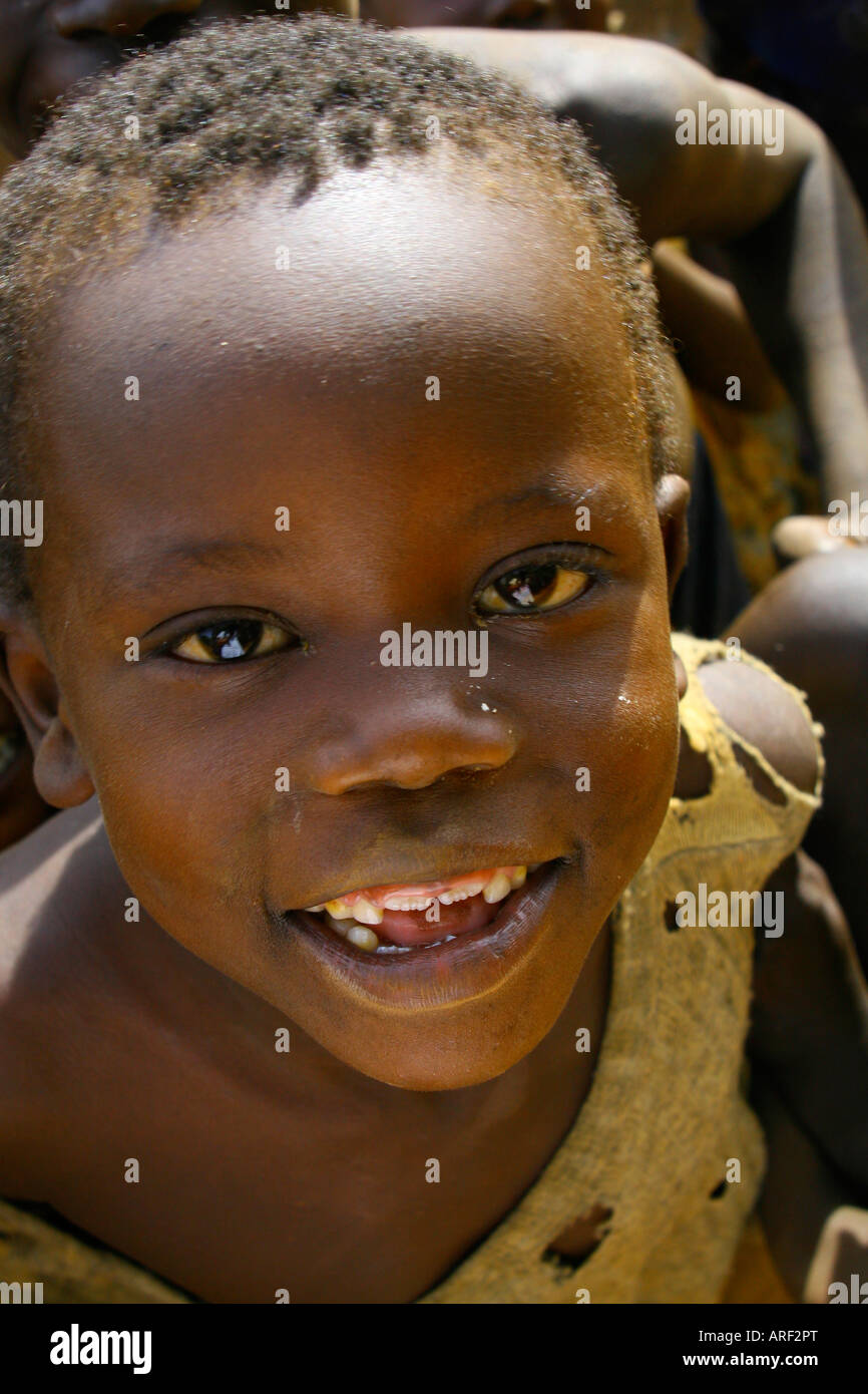 Child in Atiak one of Uganda's IDP (Internally Displaced Person) settlements. Stock Photo