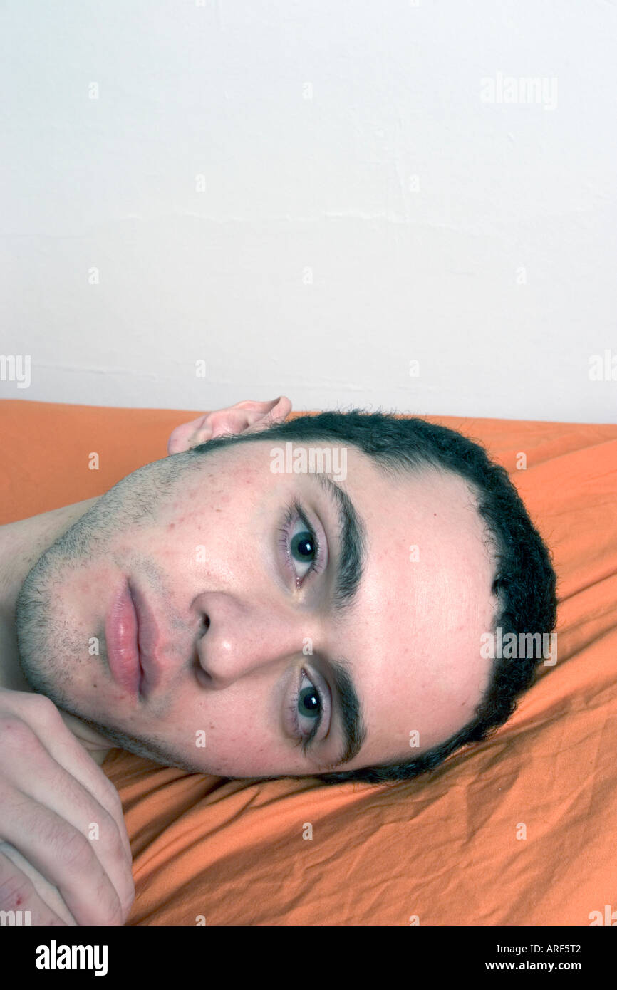 Portrait mans face close-up Stock Photo