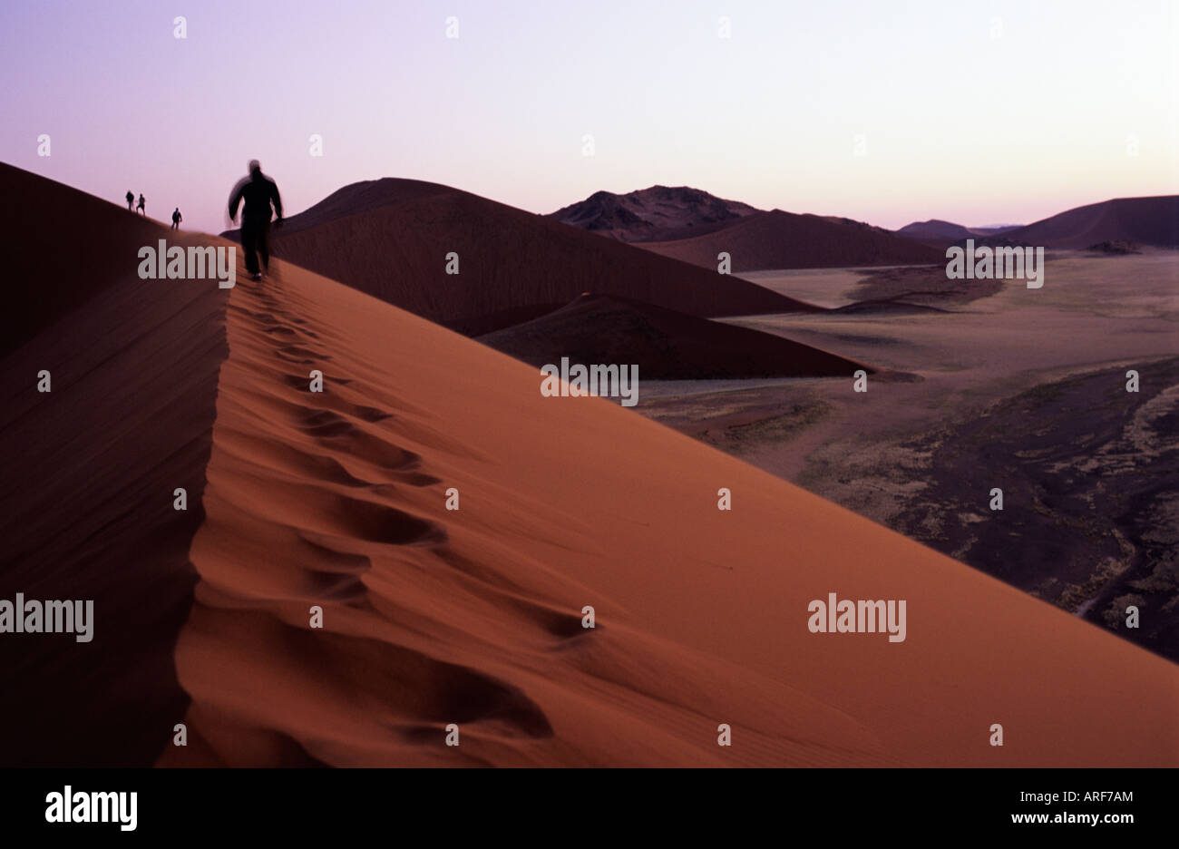 Persons walking in sand dunes, the Namibian desert Stock Photo - Alamy